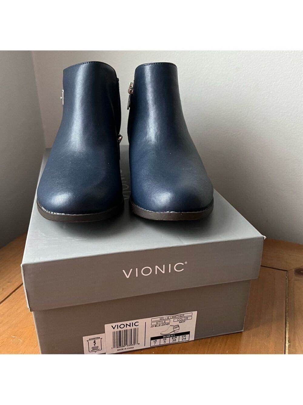 Vionic Women’s Joy Millie Leather Ankle Boots with Buckle Navy 7 - Picture 7 of 13